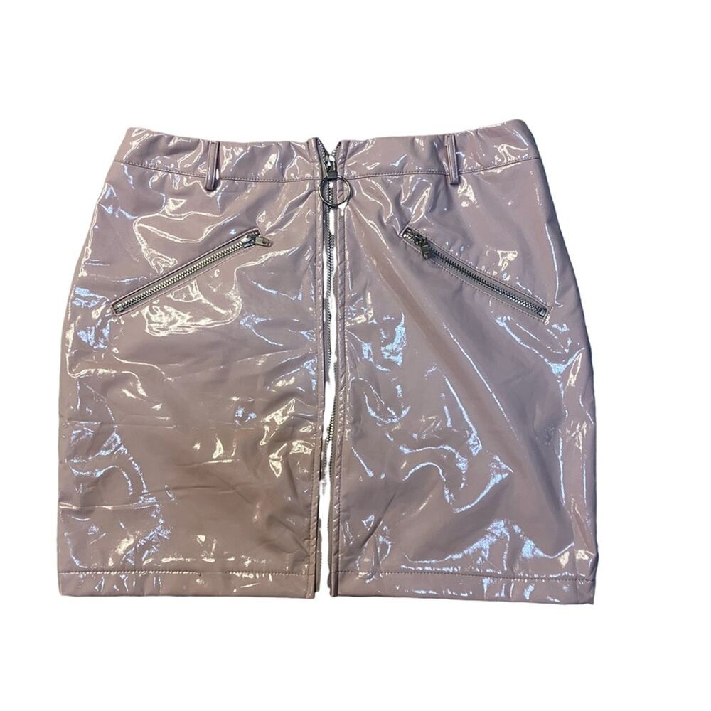 Yimeili Rose Pink Pleather Mini Pencil Skirt (L)